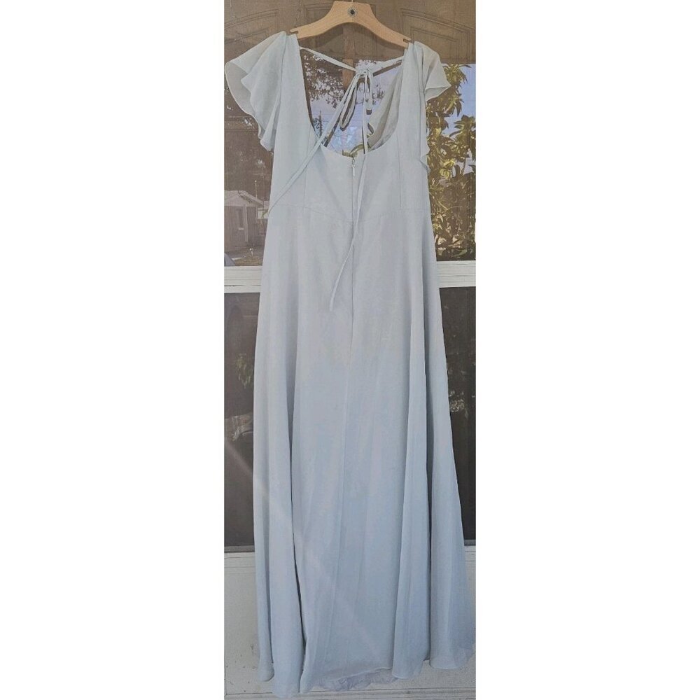 Azazie Bondi A Line Chiffon Ruffle Dress Sky Blue Plus Size 22 - Picture 5 of 7